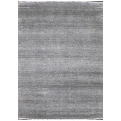 Tapis noir / argent 9 pi 9 po x 14 pi One-of-a-Kind