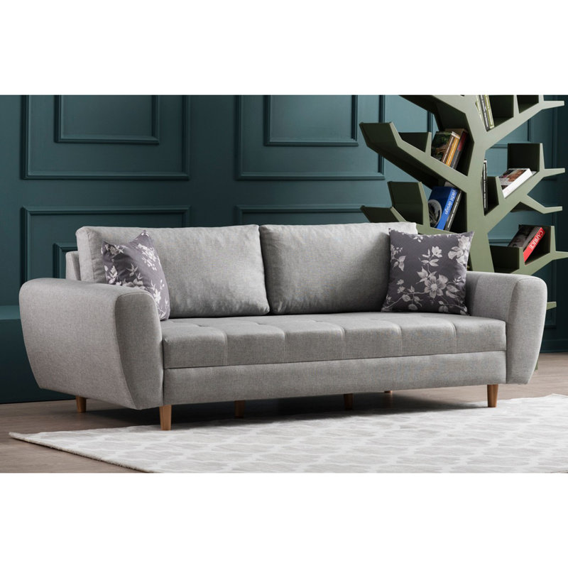 Canapé revêtu de tissu d'ameublement 90,6 "haitham, Mélange de polyester gris clair