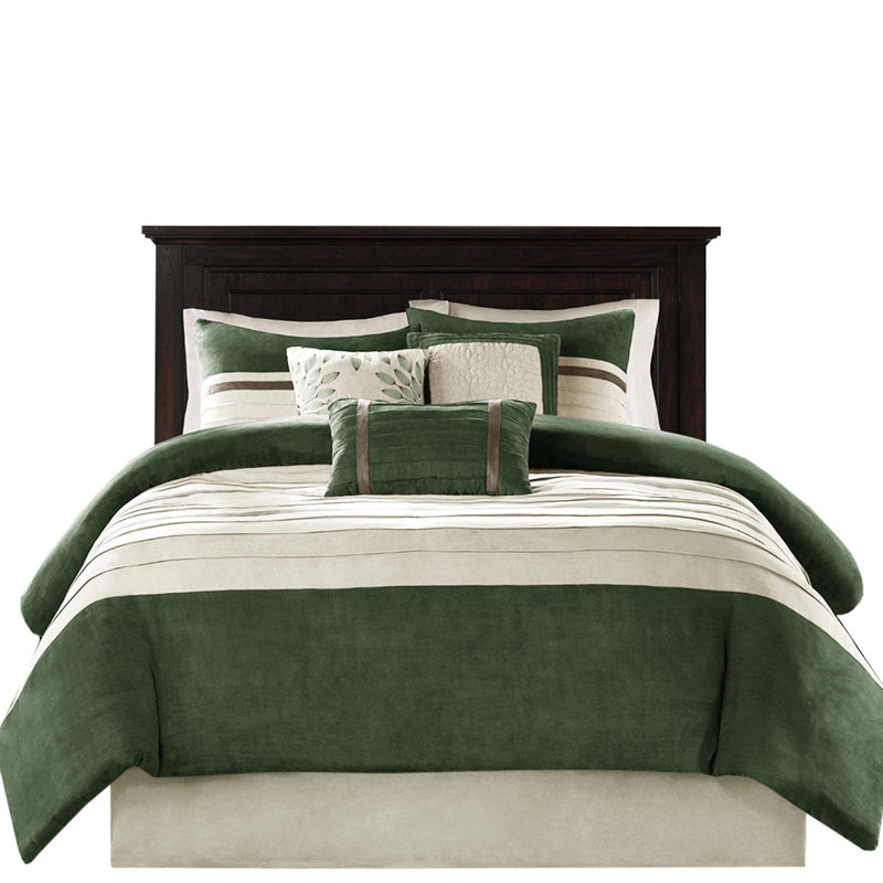 Édredon pour grand lit en faux suède - 7 pièces, microsuède, bourre douce au toucher, jupe de lit, lavable à la machine
