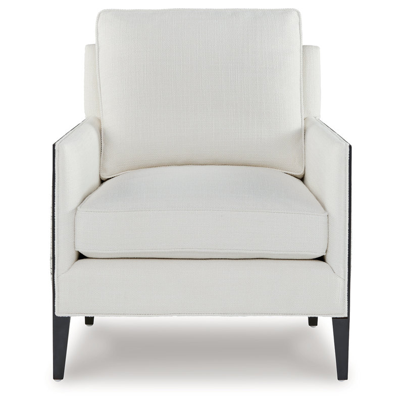 Ivory and Black Geometric Wood Frame Accent Chair