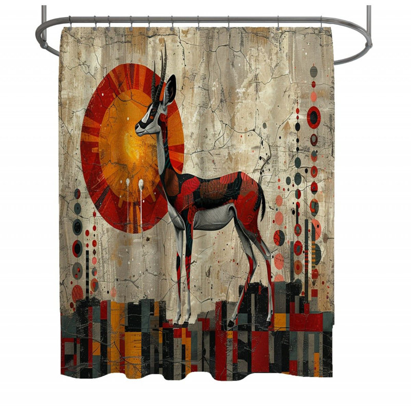 Mirrored Antelope Animals Shower Curtain, 83"H x 70"W
