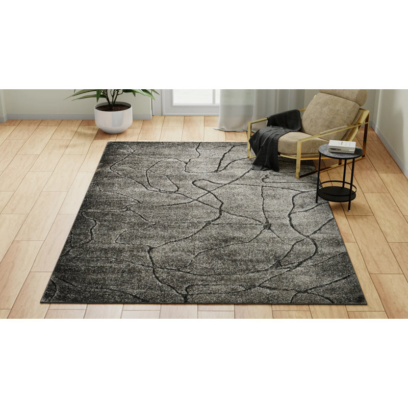 Tapis contemporain en fer N Peace, Rectangle 5 pi x 7 pi