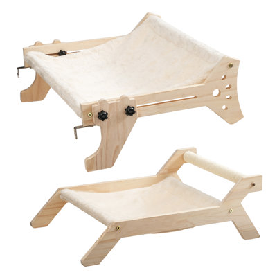 Cat Window Perch with Support Legs, Indoor Elevated Cat Hammocks, Soft Plush Cat Beds for Window and Floor, Raised Cat Beds