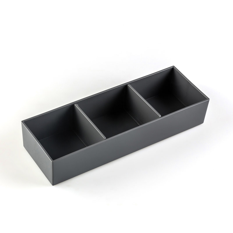 Abs Drawer Storage Boxes For Kitchen - Dark Grey, 2 , With Effortless Dual Lids And Efficient Partitions Grey 2, User- Partition Boards