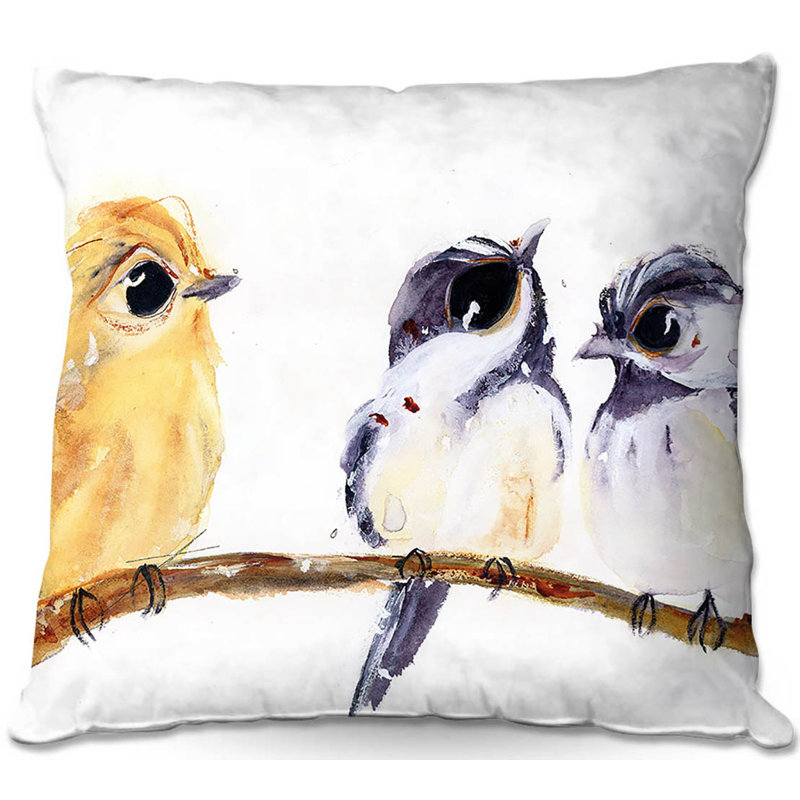 Coussin décoratif à trois oiseaux canapé, 18 po x 18 po