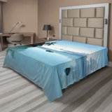 Ambesonne Tropical Top Flat Sheet Wooden House Nature Blue Brown