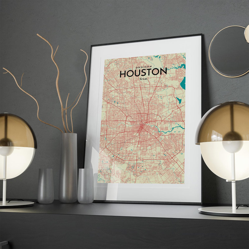 " Houston City Map ", 17" H x 11" W