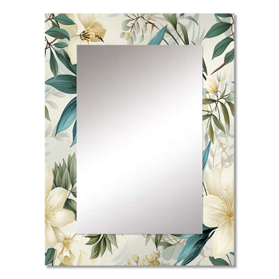 Zheljo Serene Botanics Tropical Pattern - tropical  Decorative Mirror, Botanical, Floral Wall Mirror, Printed Metal Art