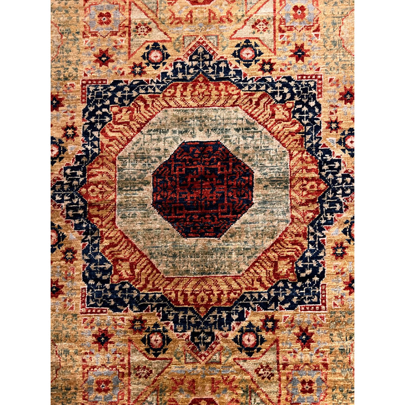 One-of-a-Kind Alcee Hand-Knotted New Age Wool Area Rug in Gold/Beige/Red