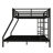 Queen Over King Metal Bunk Bed For Adults And Teens, Space-saving Noise-free Heavy-duty Loft Bed , No Box Spring Required, Black