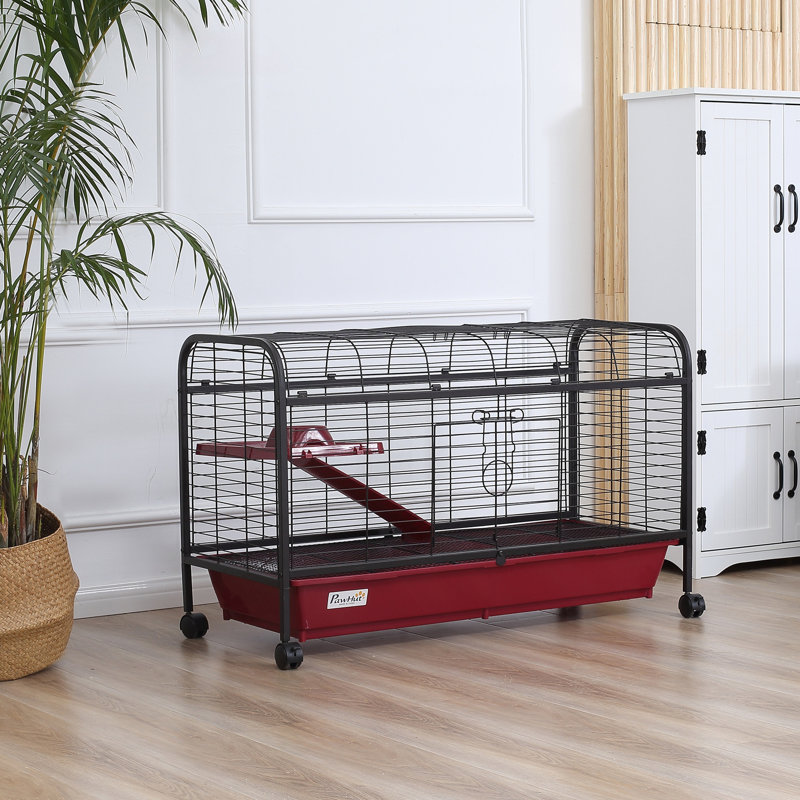 Spacious 41L Small Animal Cage With Multi-Level Design, Rolling Wheels, And Easy Access For Rabbits And Ferrets
