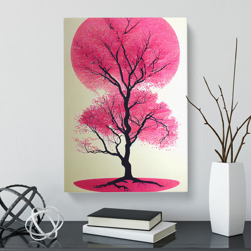 Cherry Blossom Tree Geo - Wrapped Canvas, 50cm H x 35cm W x 3cm D
