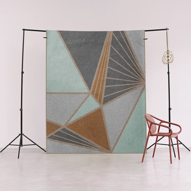 Multi-Colored Mixed Geometric Triangle Shape Patterned Creative Modern Decorative Rug, Rectangle 3'3" x 4'11"