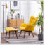 Fauteuil d'appoint capitonné en velours soyeux avec repose-pieds Leiria, jaune, pour des sièges élégants et confortables-2039531721