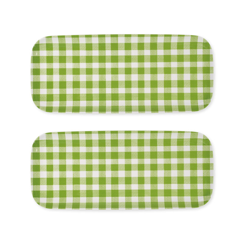 2-Piece Gingham 15" Tray, Green