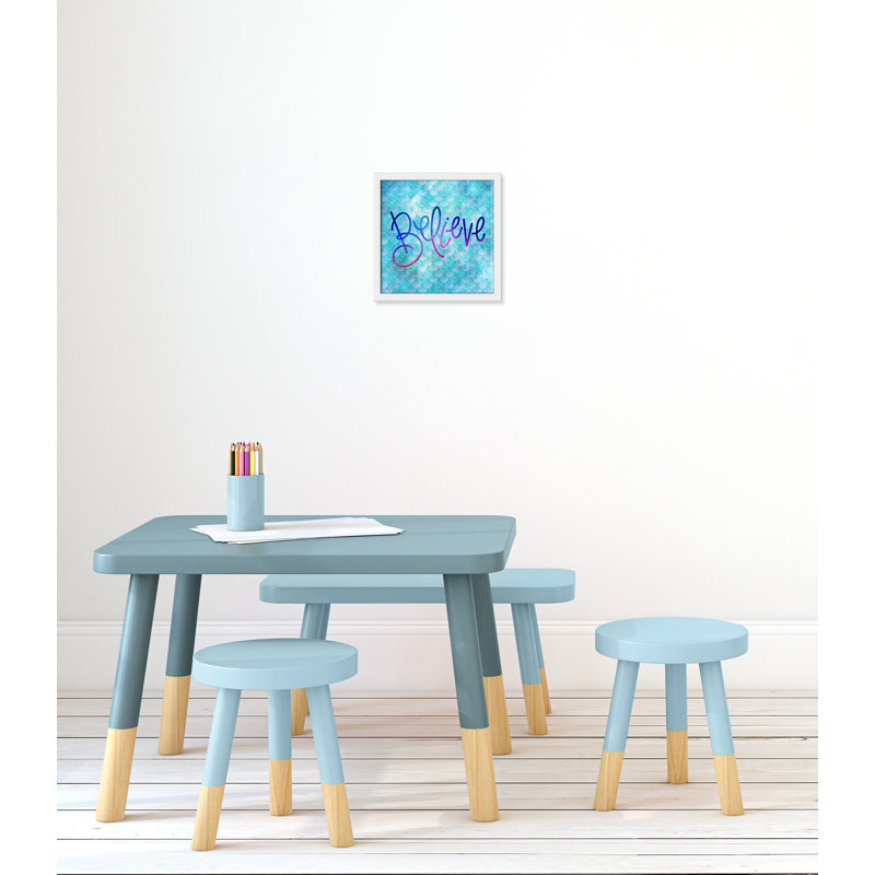Décoration murale croire pour enfants, H 13 po x l 13 po x P 1,19 po, Encadré de boîte blanc