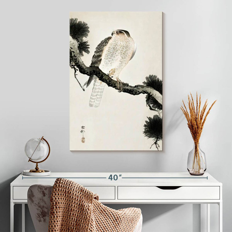 Brampt Hawk On Pine Branch, 30" H x 20" W