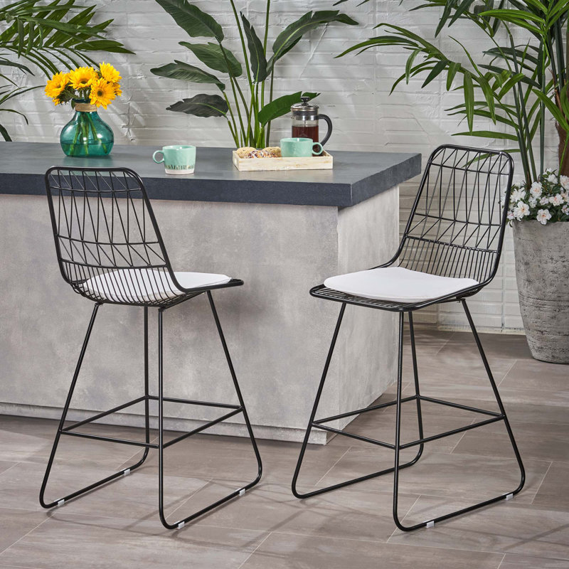 Niez Counter Stool for Kitchen Island, Ivory, Black