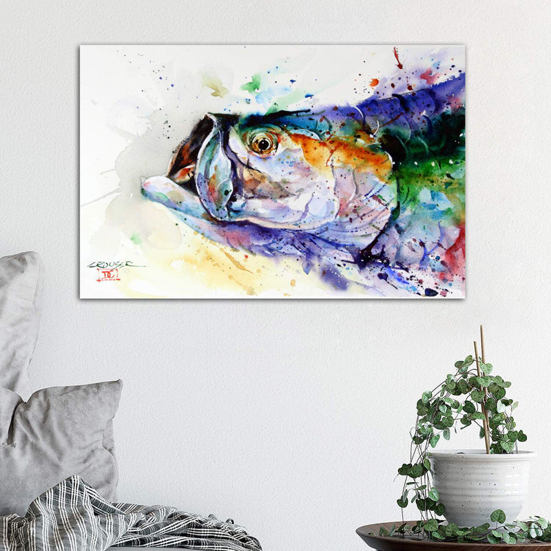 «Fish», reproduction d'art encadrée, Toile tendue, H 18 po x l 26 po x P 1,5 po
