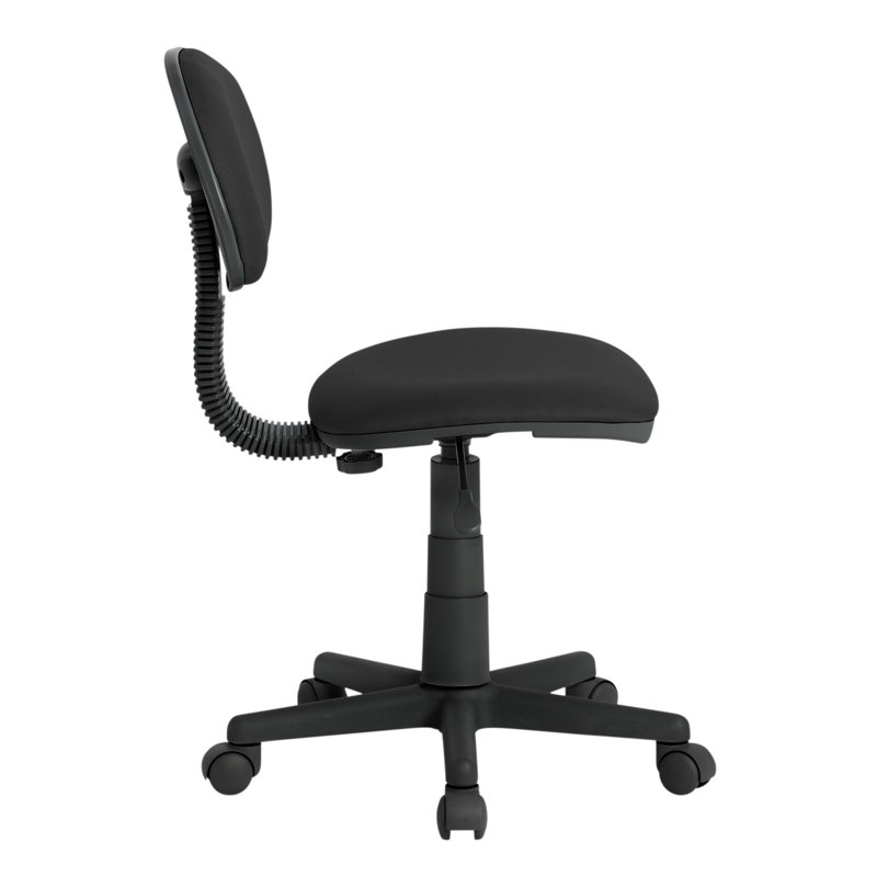 ErgoComfort Armless Black Swivel Task Chair with Pneumatic Height Adjustment