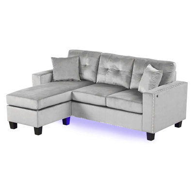 Canapé modulaire réversible avec lumière DEL et coussins décoratifs