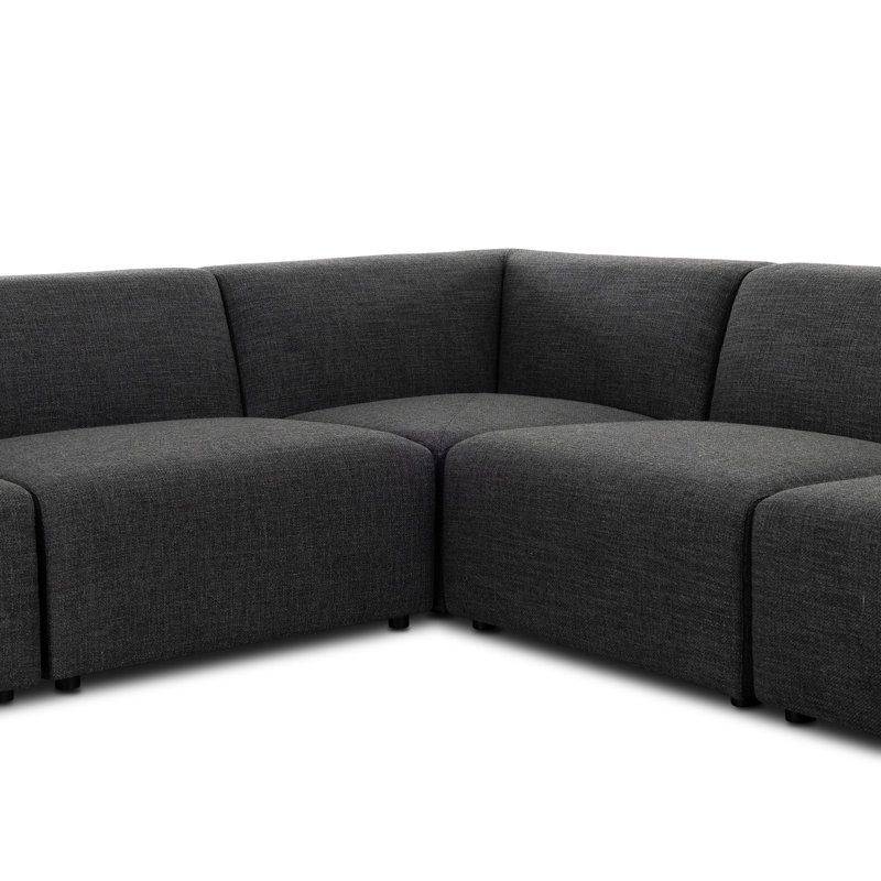 Lawndale 6PC Sectional W/ LAFC-Saxon Charcoal, Right Hand Facing, Saxon Charcoal Polyester Blend