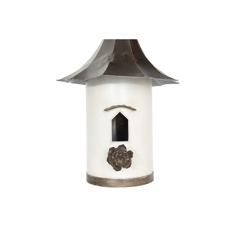Secret Garden Free Standing Bird House, Off-White