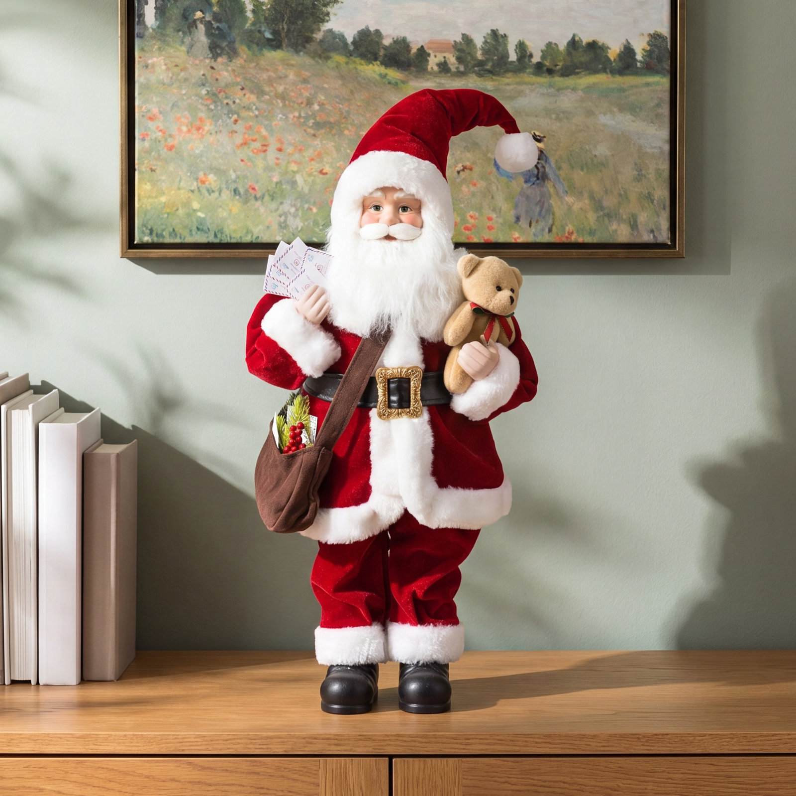 Porcelain Face Mail Santa Holiday Figurine