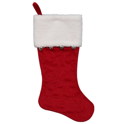 Chaussette de Noël rouge et blanche 20,5 "avec bas Jingle Bells