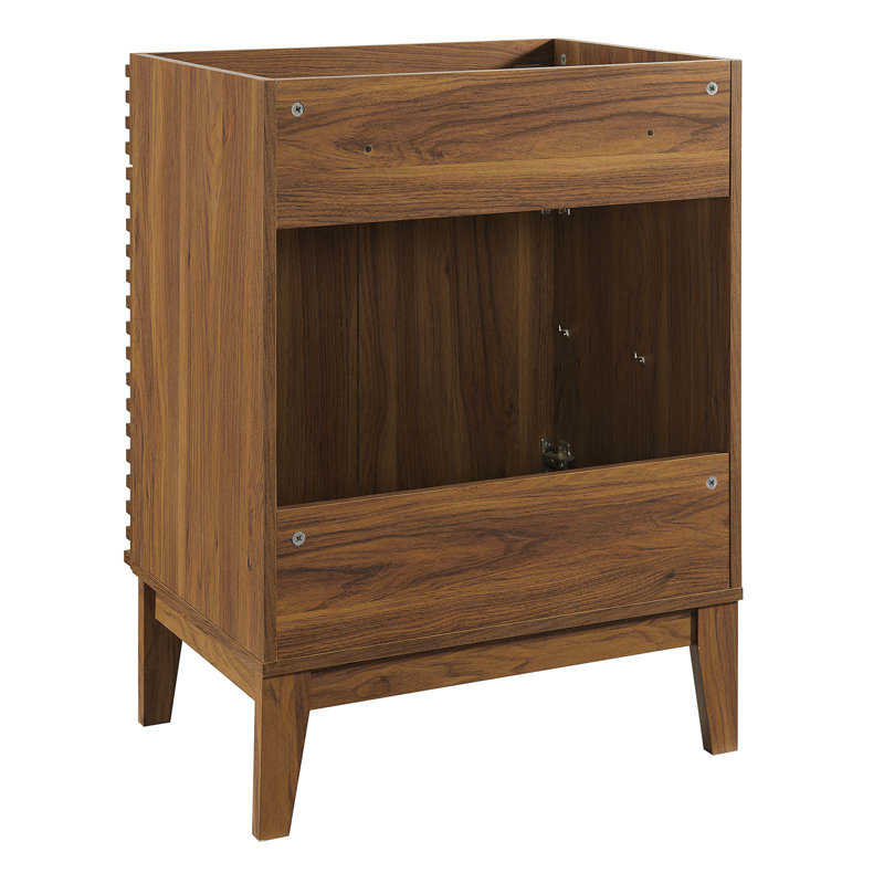Mid-Century Modern Render 24" Walnut Grain Bathroom Vanity Cabinet