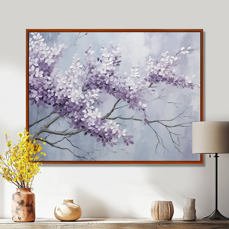 Beautiful Lilac Dreamscape IV - Lilacs, art mural encadré, H 12 po x l 20 po x P 1 po, Cadre flottant brun