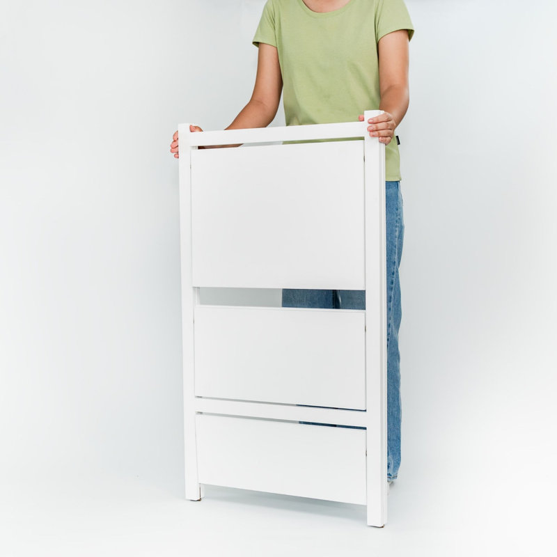  3 Tier Foldable Bookshelf Wooden Storage Rack Home Display Stand, White