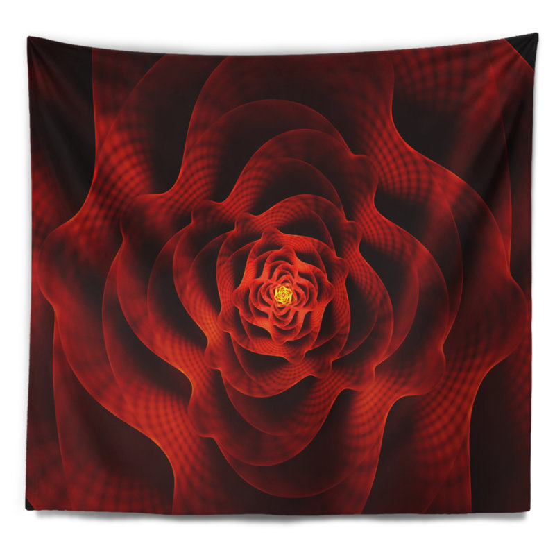 Tapisserie fleur rouge de l’amour, H 32 po x l 39 po
