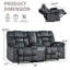 Modern Soft Microfiber Manual Reclining Loveseat Sofa With Centre Console & Cup Holders-1053209958