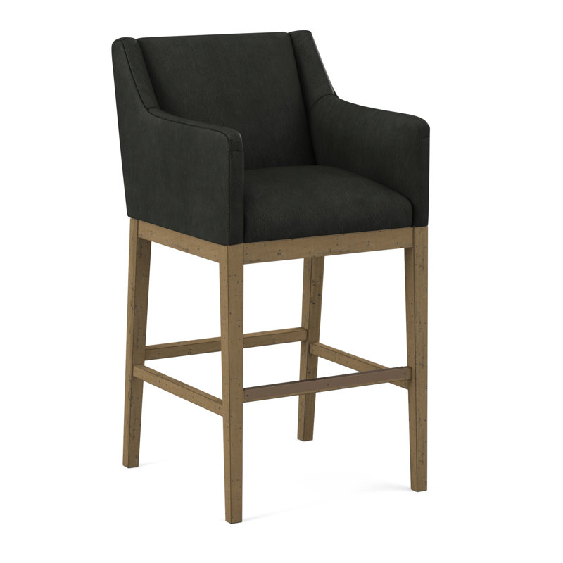 Upholstered Stool, Salvador Asphalt, Weathered Gray