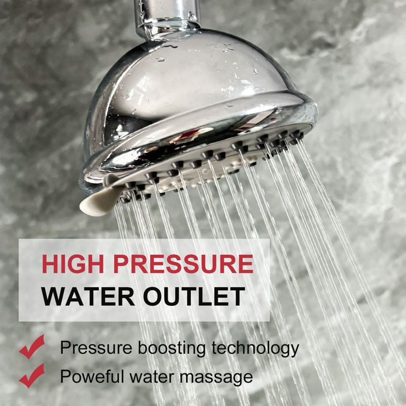 High Pressure Shower Heads 3.6 Inch 3 Settings Rain High Flow Showerhead, Chrome