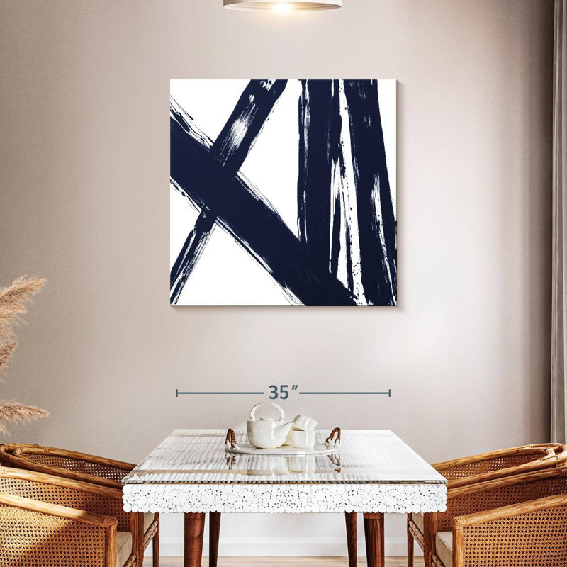 Avery Strokes In Navy II, 36" H x 36" W