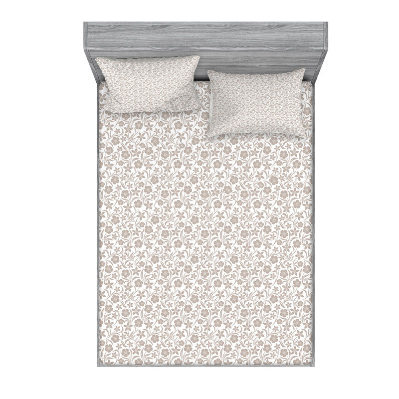 Microfiber Floral Sheet Set, Queen Sheet Set + Fitted Sheet + 2 Pillowcases, Floral