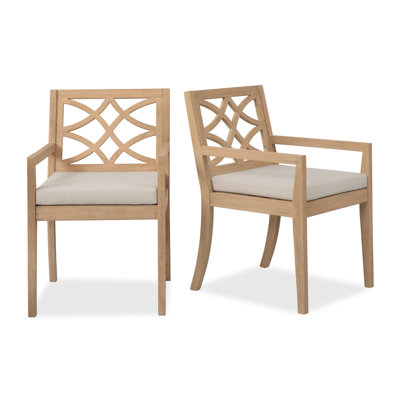 Morell Eucalyptus Patio Dining Chair with Cushion (Set of 2) by Birch Lane