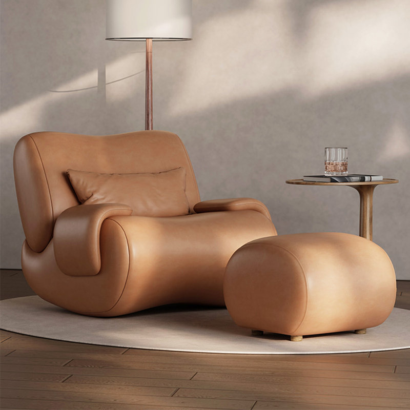 Chaise berçante de qualité supérieure avec structure en bois massif, Brun