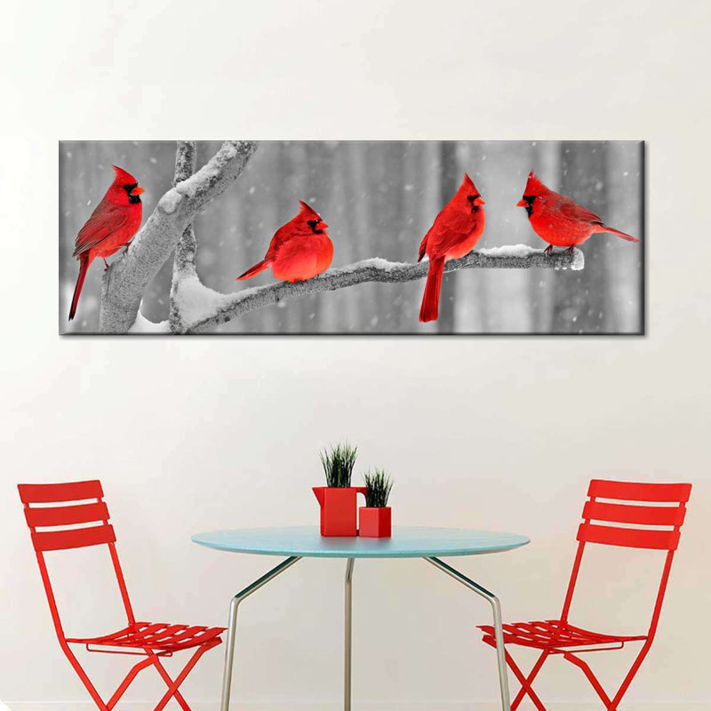 Cardinal Birds, reproduction sur toile, H 14 po x l 42 po x P 1,25 po