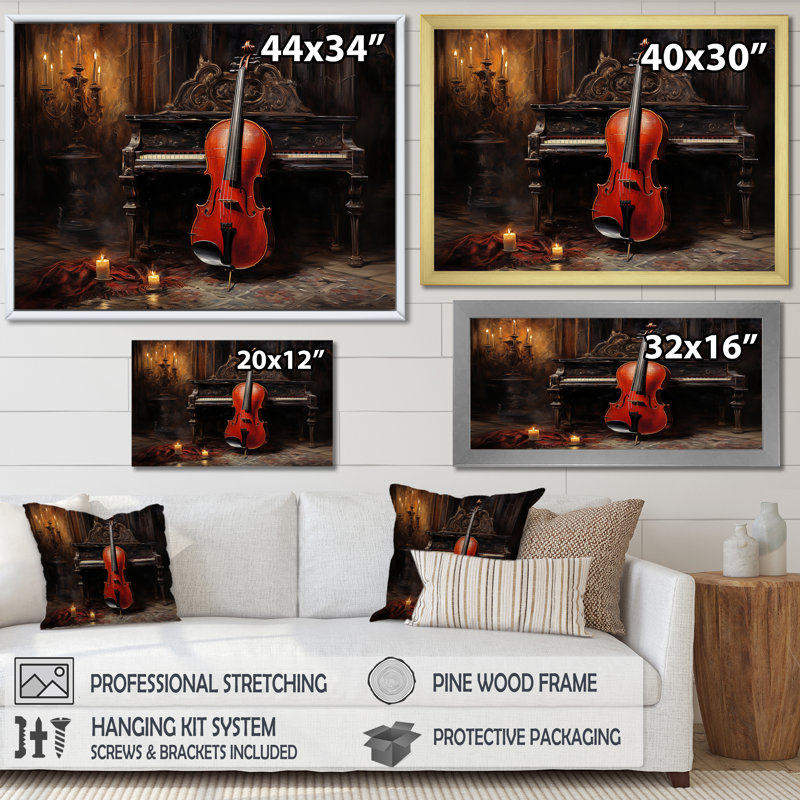 Cello Charisma, bourgogne profond sur toile, H 16 po x l 32 po x P 1 po, Cadre simple noir
