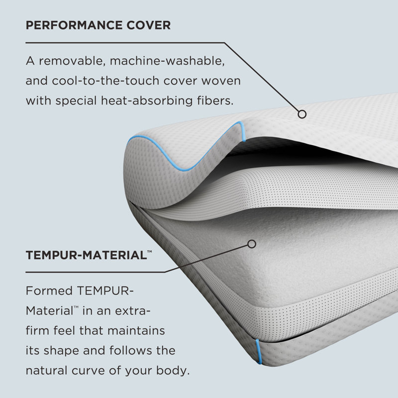 TEMPUR-Neck™ + Cooling Extra Firm Pillow, Small Profile, 2 Pack