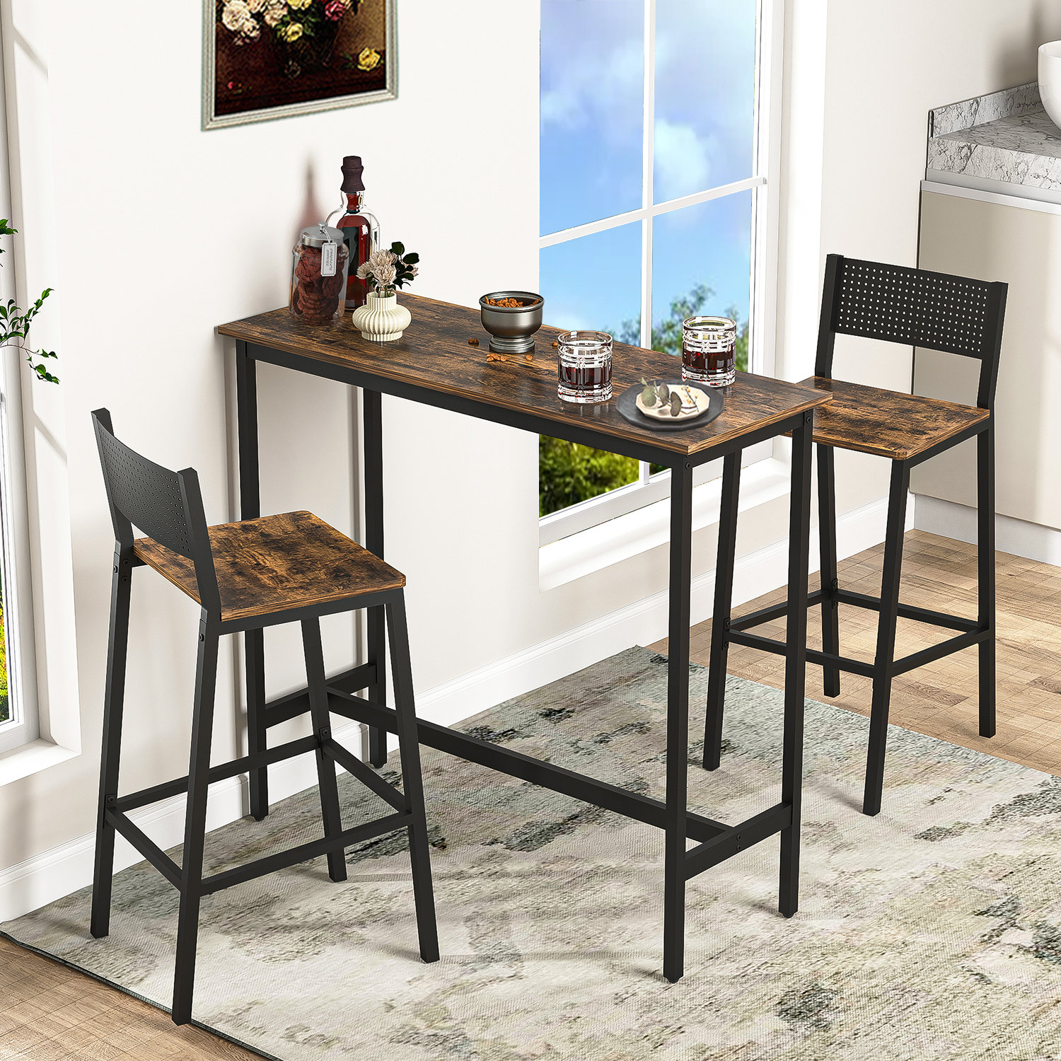 17 Stories Warlo 2 - Person Counter Height Dining Set | Wayfair