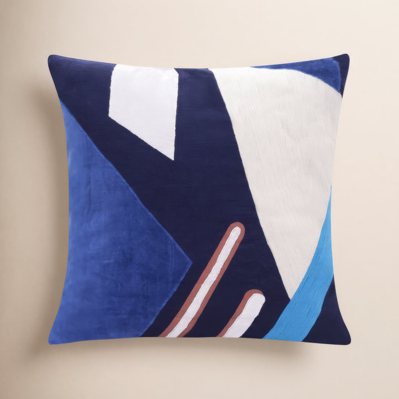 Astri Modern Patchwork Handmade Cotton Decorative Throw Pillow Cover, Square 18", Blue/Multicolor, Polyester