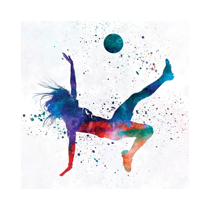 Woman Soccer Player 08 2 1 Piece Painting on Canvas, 93.98 cm H x 93.98 cm W x 1.91 cm D, Wrapped Canvas