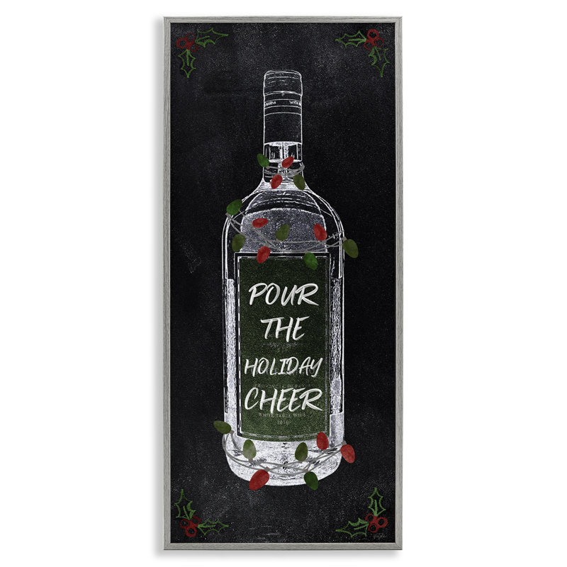 «Pour Holiday Cheer Bottle» par Natalie Carpentieri, Estampe numérique Farmhouse, H 24 po x l 10 po
