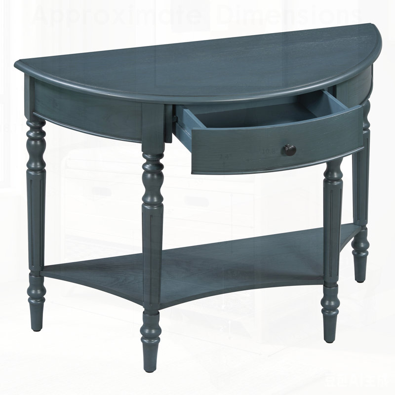 Console Farmhouse en demi-lune avec tiroir et tablette, décoration rustique pour l'entrée et le salon, conception peu encombrante