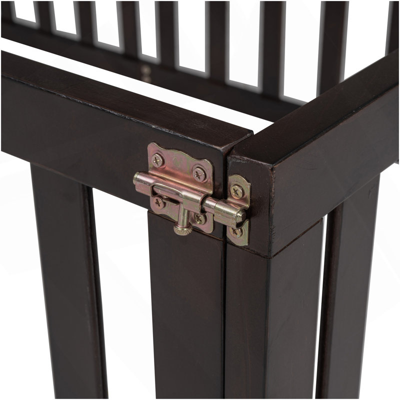 Base de lit en bois avec clôture et porte , Noyer, Lit simple