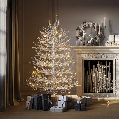 Sapin de Noël artificiel pré-éclairé avec embouts enneigé et lumières DEL blanc chaud